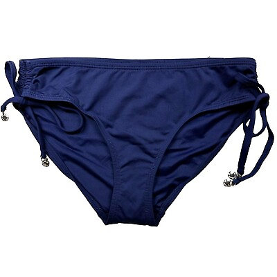 #ad Anne Cole Bikini Bottom Size Medium Blue Tie Side Lined Swimsuit Separates NWT $13.44