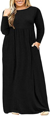 #ad BISHUIGE Womens L 6XL Long Sleeve Casual Plus Size Maxi Dresses with Pockets $86.63