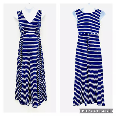 #ad Isabel Maternity Maxi Dress Womens Size XS Summer Blue amp; White Stripe NEW $12.76