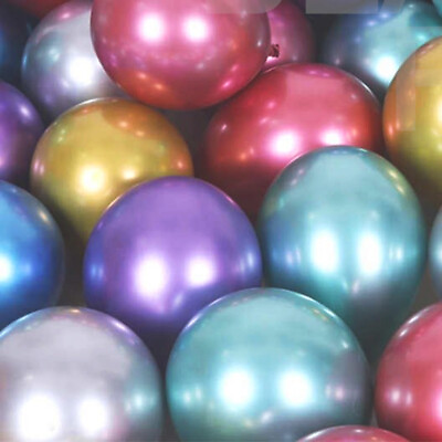 #ad Bulk Lot Metallic Balloons Metal Chrome Shiny Latex Happy Birthday Wedding Party $11.80