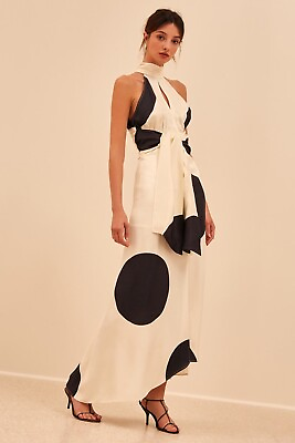 #ad c meo collective maxi dress xs black and white dot dress long dress $35.00