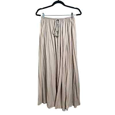 #ad Showpo Women#x27;s Beige Casual Drawstring Waist Midi Skirt Front Slit Size 6 Boho $24.00