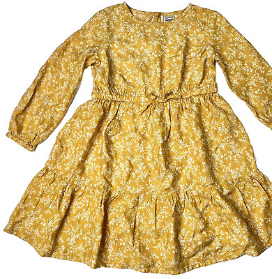 #ad Oshkosh Bgosh Girls Mustard Yellow Floral Print Ruffle Boho Dress 3T Viscose $16.80