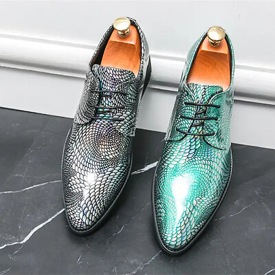 #ad British Pointed Toe Lace Up Formal Evening Party Men#x27;s Faux Patent Leather Shoes $49.27