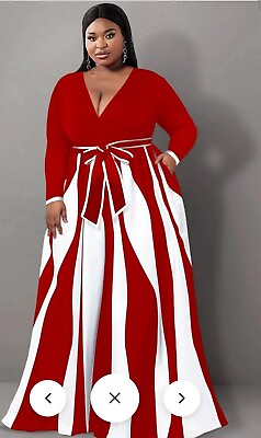 #ad Design Plus Size Semi Formal Maxi Dresses V Neck Red 1 amp; Black 1 Avail $45.00