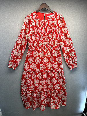 #ad Julia Jordan Womens Maxi Dress Size 8 Red Floral Sheer Sleeve NWT Minor Defect $25.00