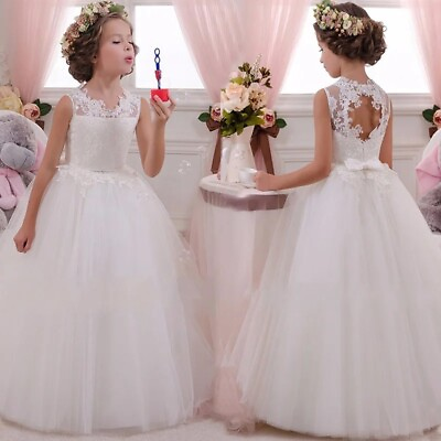 #ad Ceremony Bridesmaid Dress Kids Evening Dresses Girls Elegant Party Wedding Gown $24.99