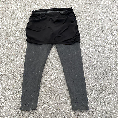#ad #ad Lucy Women#x27;s Size Large Pull On Gray Black Nylon Skirted Leggings $17.09