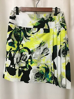 Women#x27;s Worthington Classic Skirt Work Church Size 8 Floral Lime Black S1 $10.17