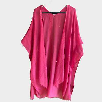 #ad Lightweight Pink Open Front Kimono Beach Cover Up $14.40
