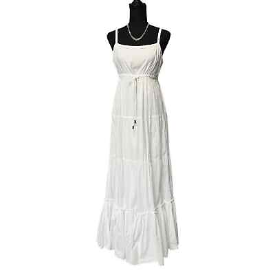 #ad Grace Elements White tie waist tiered boho maxi dress sz Large $32.00