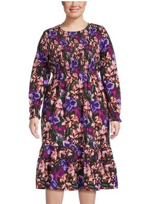 #ad Terra amp; Sky Midi Dress Plus Size 2X 20W 22W Floral Tiered Peasant Boho Gauze $16.49