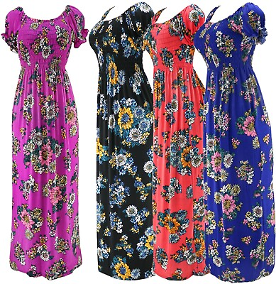 Women#x27;s Floral Smocked Summer Sundress Long Dress $18.95