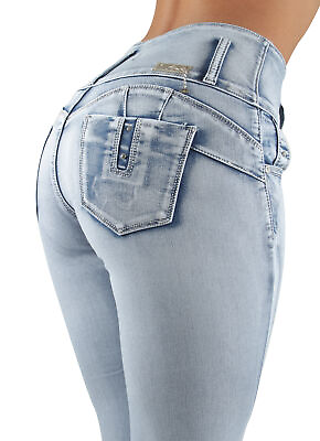 Womens Plus Juniors Size Colombian Design Butt Lift High Waist Skinny Jeans $36.95