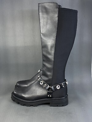 #ad #ad KARL LAGERFELD PARIS Milla Rhinestone Embellished Leather womens boots size 9.5 $109.00