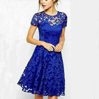 #ad Women Lace Mini Dress Plus Size Summer Evening Party Cocktail Size 8 22 $19.99