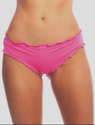 #ad Hobie Ruffle Bikini Swimsuit Bottoms Pink Large NEW $10.99
