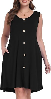 #ad #ad MONNURO Women#x27;s Sundresses Plus Size Button Down Summer Dress Casual Midi Tank D $45.90