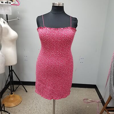 #ad NWT American Eagle Dark Pink Floral Mini Stretch Sun Dress Women#x27;s XXL^ $7.79
