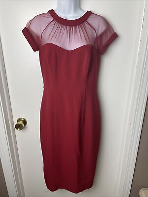 Maggy London Women’s Red Short Sleeve Lined Sheath Cocktail Dress Size 6 $15.20