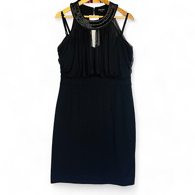 #ad CITY CHIC Knee Length Cocktail Dress Plus Size XS Black Stretch Sleeveless Sheer AU $34.99