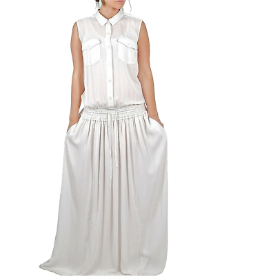 #ad IRO Off White Sheer Sleeveless Drop Waist Collar Long Maxi Dress Size 3 $99.99