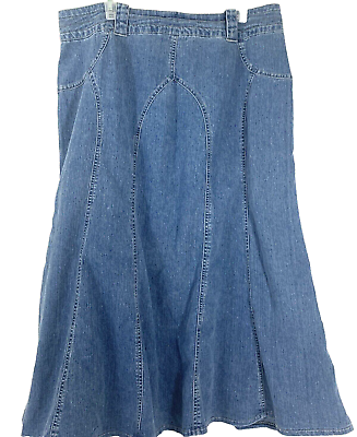 #ad Cato Skirt Women#x27;s Jean Denim Size 16W Flare Long 34quot; Blue $15.00