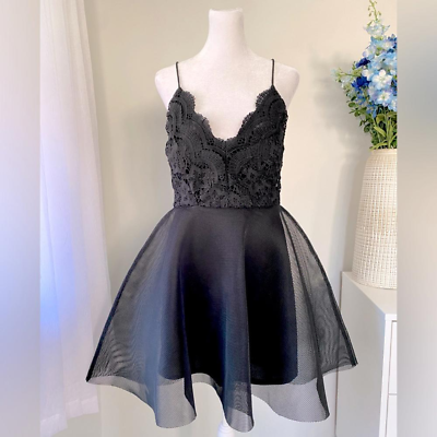 #ad NWT Charlotte Russe Fit amp; Flare Black Dress $35.00