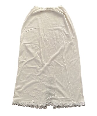 #ad Vintage Lorraine Half Slip Long Maxi Length Nylon Lace USA Size M Medium $17.99