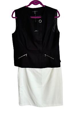 #ad Ramp;M Skirt Set Size 16P Black Ivory Jacket Skirt Women Outfit. NWT $29.99