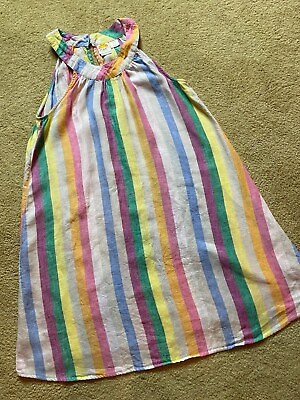 #ad Camp;C California Rainbow Striped Linen Sleeveless Shift Tank Beach Sun Dress XS $24.99