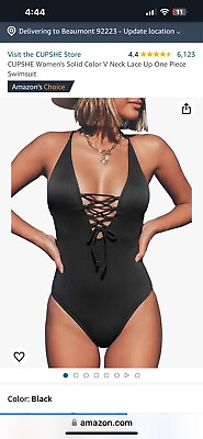 #ad Black Bathing Suit XL NWT Cupshe Great Buy Black Lace Swimsuit XL NEW $8.50