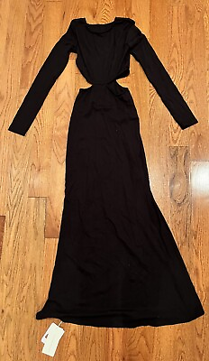 #ad Revolve Lovers Commense Black Maxi Side Cut Out Dress XS Long Sleeve Fairygoth $29.00