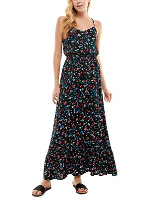 #ad Kingston Grey Women#x27;s Floral Print Long Maxi Dress Black Size XX Small $14.49