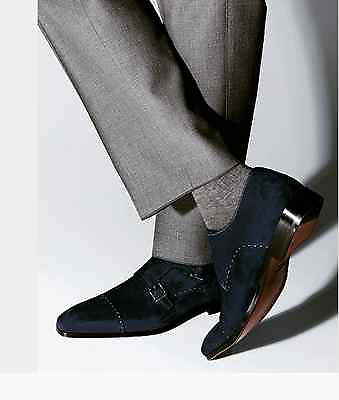 #ad Handmade men monk strap shoes suede shoes men Navy blue shoes formal dress sh $148.71