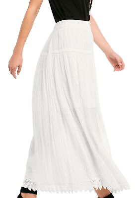 #ad #ad ellos Women#x27;s Plus Size Lace Trim Long Skirt $48.70