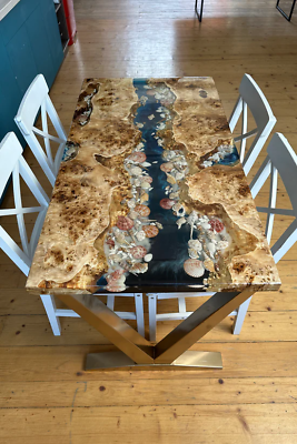 #ad Aquarium Seashell Epoxy Dining Table Resin Coffee Table Living Room Table $3319.00