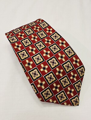 #ad Brooks Brothers Tie Makers Mens All Silk Red Geometric Extra Long 3.76quot;W x 62” L $17.95