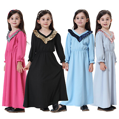 #ad Princess Gowns for Girls Girls#x27; V Neck Long Sleeve Long Skirt Dress For Girls $17.67