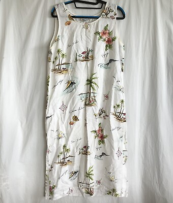 #ad Hot Cotton Dress Size Medium White Beach Seaside Linen Blend Sleeveless Maxi $19.95