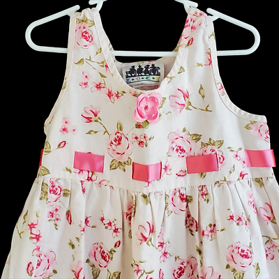 #ad Zoey Summer Dress Girl 8 Soft Pink Floral Sleeveless Pullover Linen Cotton Blend $19.05