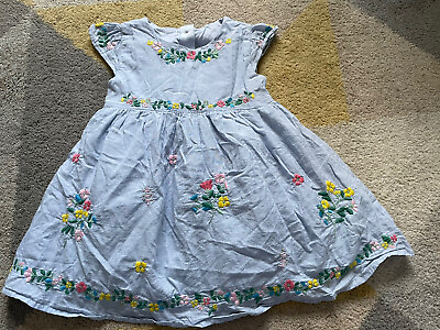 #ad #ad Mamp;S Beautiful Blue Baby Girl Party Dress Age 6 9 Months Embroidered Flowers GBP 12.00