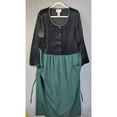 #ad Pellini Dresses vintage Maxi Dress 18 20 Black Green Plaid Long Sleeves $24.99
