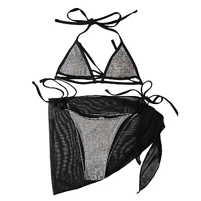 #ad Women Swimsuit Fashion Bikini Set Three Point Off Back Tie Funny Bikini Swimsuit $14.64
