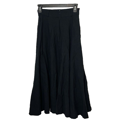 #ad Vintage Ellen Tracy Maxi A line Skirt Womens Size 4 Petite Black Midi Pockets $27.00