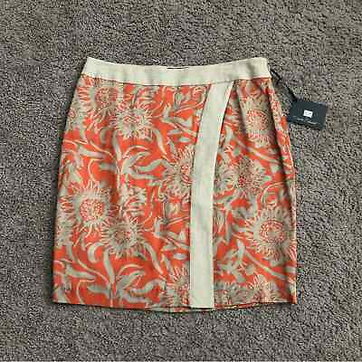 #ad DS by Debbie Shuchat Skirt Womens Size 8 Linen Floral Faux Wrap $34.95