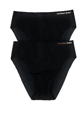 #ad Victoria#x27;s Secret High Leg Cheeky No Show Seamless Black Panties Lot Set of 2 S $18.05