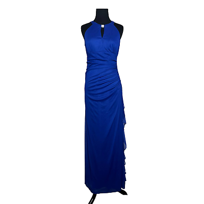 #ad Betsy amp; Adam Blue Sleeveless Trimmed Keyhole Jersey Long Evening Dress Size 8 $42.00