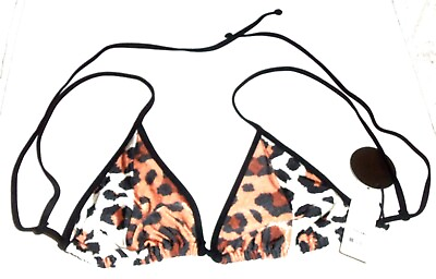 #ad Amuse Stella Leopard Print Beach Vida Bling Halter Bikini Tops Sz SM amp; L NWT$45 $37.99