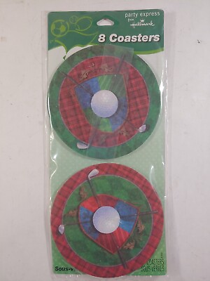 Hallmark Party Express Paper Golf Themed Coasters New 8 Per Pack $4.95